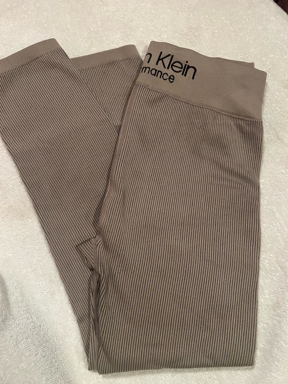 Calvin Klein Performance Kids Ribbed Leggings — Taupe